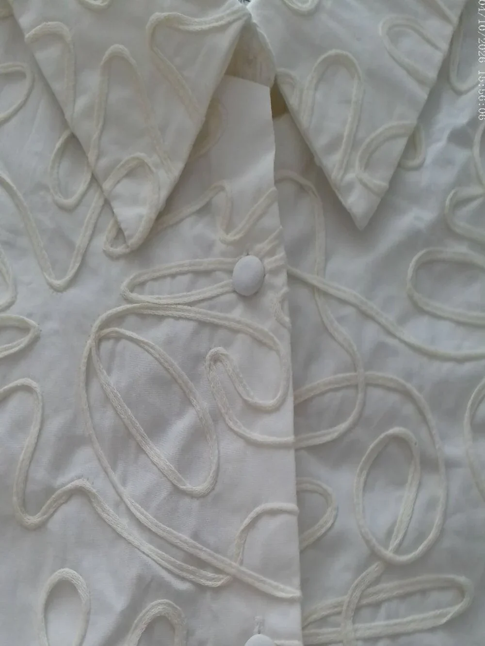WYNNE COLLECTION NWT Lg Slve Button Up Cream w/All Decorative Applique Blouse 1X - Picture 5 of 12